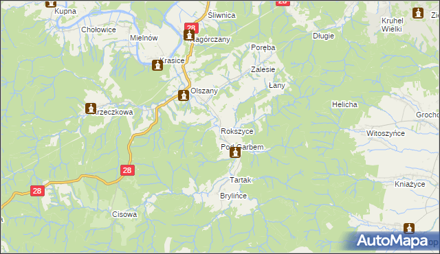 mapa Rokszyce gmina Krasiczyn, Rokszyce gmina Krasiczyn na mapie Targeo