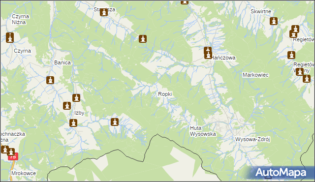 mapa Ropki, Ropki na mapie Targeo