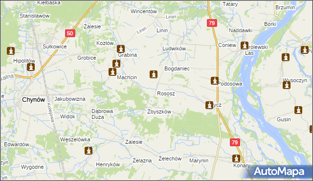 mapa Rososz gmina Chynów, Rososz gmina Chynów na mapie Targeo