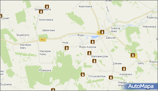 mapa Rożki-Kolonia, Rożki-Kolonia na mapie Targeo