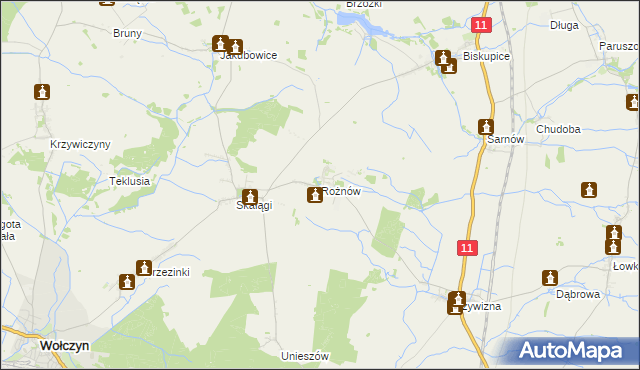 mapa Rożnów gmina Wołczyn, Rożnów gmina Wołczyn na mapie Targeo