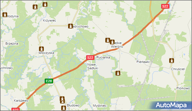 mapa Rucianka, Rucianka na mapie Targeo