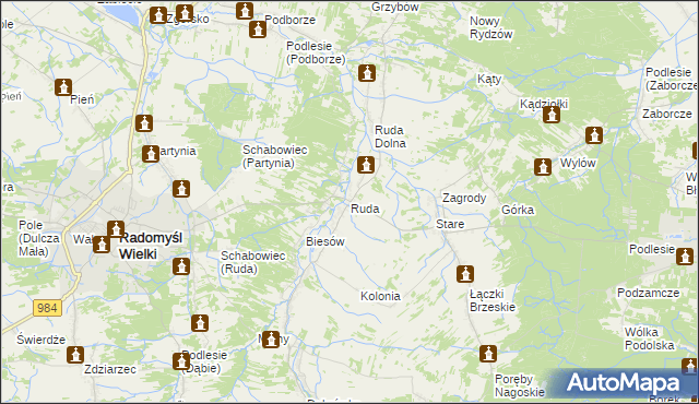mapa Ruda gmina Radomyśl Wielki, Ruda gmina Radomyśl Wielki na mapie Targeo