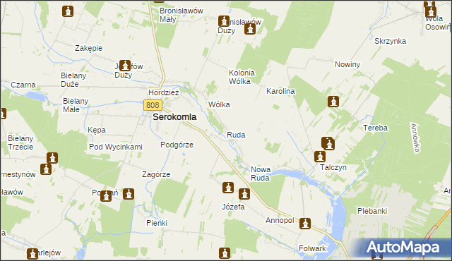 mapa Ruda gmina Serokomla, Ruda gmina Serokomla na mapie Targeo