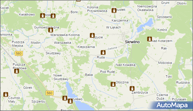 mapa Ruda gmina Skrwilno, Ruda gmina Skrwilno na mapie Targeo