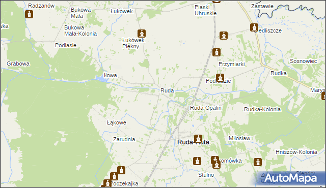 mapa Ruda-Kolonia gmina Ruda-Huta, Ruda-Kolonia gmina Ruda-Huta na mapie Targeo