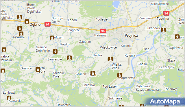 mapa Rudka gmina Wojnicz, Rudka gmina Wojnicz na mapie Targeo