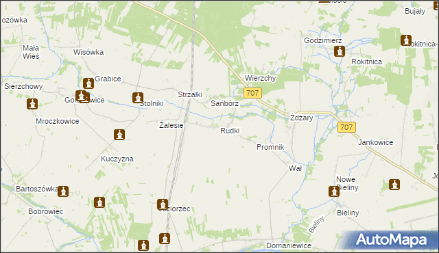 mapa Rudki gmina Nowe Miasto nad Pilicą, Rudki gmina Nowe Miasto nad Pilicą na mapie Targeo