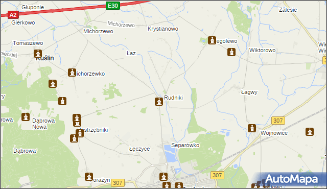 mapa Rudniki gmina Opalenica, Rudniki gmina Opalenica na mapie Targeo