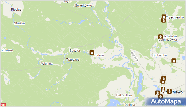 mapa Rudniki gmina Przechlewo, Rudniki gmina Przechlewo na mapie Targeo