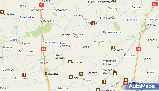 mapa Rudniki gmina Witonia, Rudniki gmina Witonia na mapie Targeo