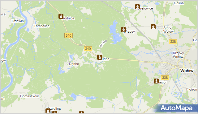 mapa Rudno gmina Wołów, Rudno gmina Wołów na mapie Targeo