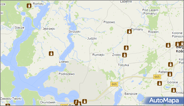 mapa Rumiejki gmina Bargłów Kościelny, Rumiejki gmina Bargłów Kościelny na mapie Targeo