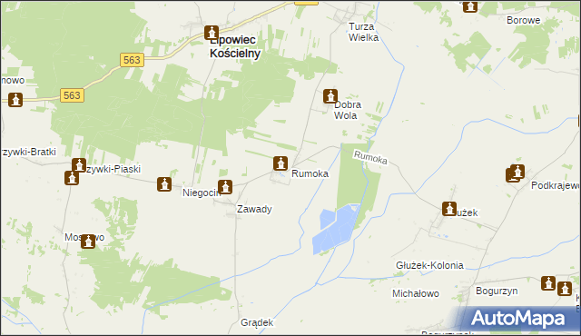 mapa Rumoka gmina Lipowiec Kościelny, Rumoka gmina Lipowiec Kościelny na mapie Targeo