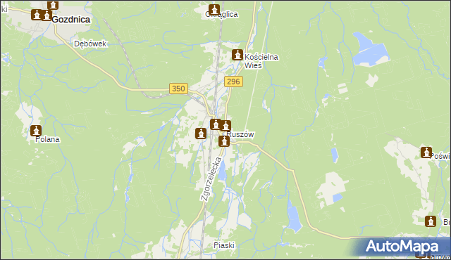mapa Ruszów gmina Węgliniec, Ruszów gmina Węgliniec na mapie Targeo