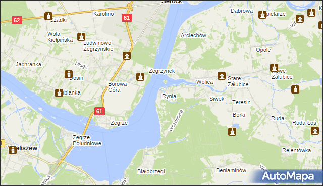 mapa Rynia gmina Nieporęt, Rynia gmina Nieporęt na mapie Targeo