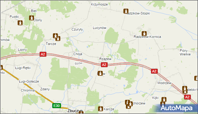mapa Rzążew, Rzążew na mapie Targeo