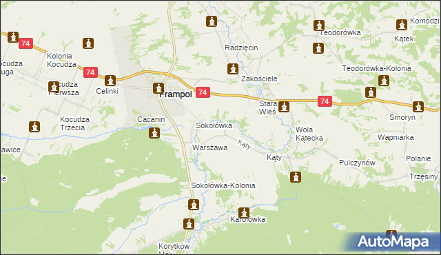 mapa Rzeczyce gmina Frampol, Rzeczyce gmina Frampol na mapie Targeo