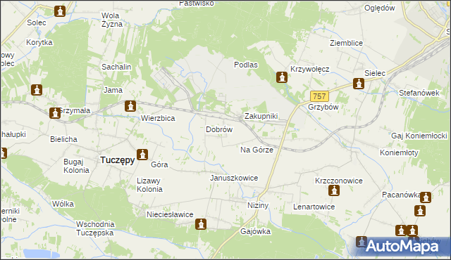 mapa Rzędów gmina Tuczępy, Rzędów gmina Tuczępy na mapie Targeo