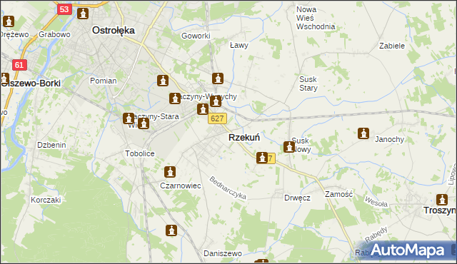 mapa Rzekuń, Rzekuń na mapie Targeo