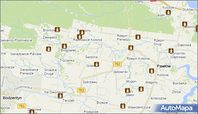 mapa Rzepinek gmina Pawłów, Rzepinek gmina Pawłów na mapie Targeo