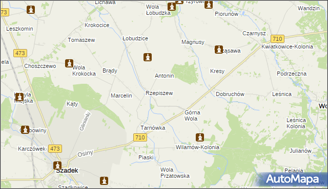 mapa Rzepiszew-Resztówka, Rzepiszew-Resztówka na mapie Targeo