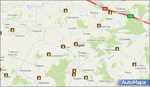 mapa Rzgów powiat koniński, Rzgów powiat koniński na mapie Targeo