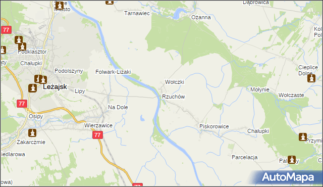 mapa Rzuchów gmina Leżajsk, Rzuchów gmina Leżajsk na mapie Targeo