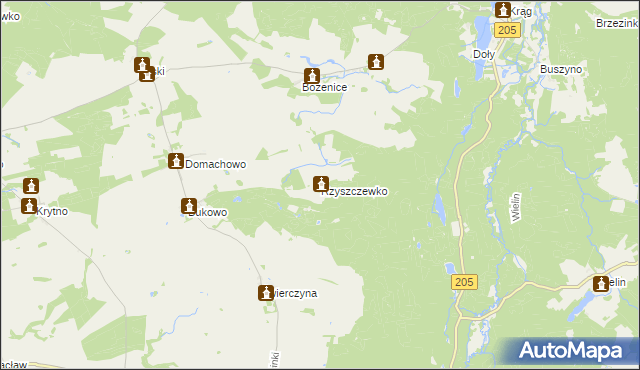 mapa Rzyszczewko gmina Polanów, Rzyszczewko gmina Polanów na mapie Targeo