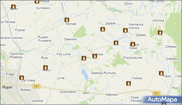 mapa Sadłowo gmina Rypin, Sadłowo gmina Rypin na mapie Targeo