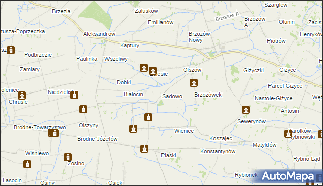 mapa Sadowo gmina Iłów, Sadowo gmina Iłów na mapie Targeo