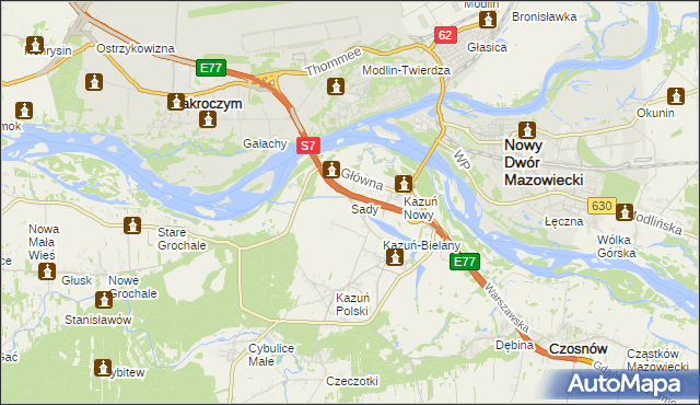 mapa Sady gmina Czosnów, Sady gmina Czosnów na mapie Targeo