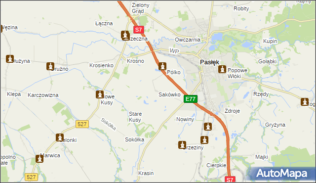 mapa Sakówko, Sakówko na mapie Targeo