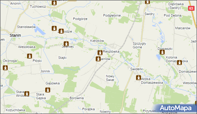 mapa Sarnów gmina Stanin, Sarnów gmina Stanin na mapie Targeo