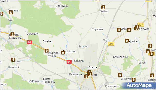 mapa Sarnów gmina Toszek, Sarnów gmina Toszek na mapie Targeo