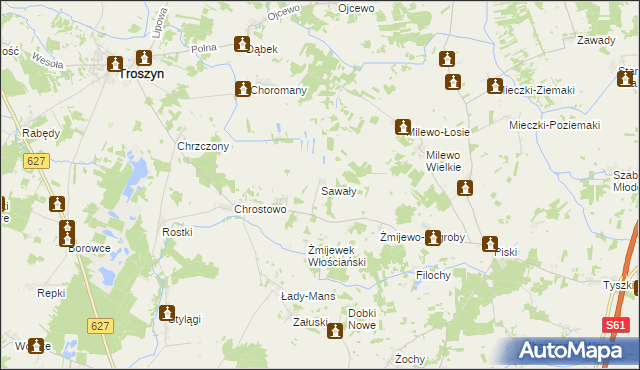 mapa Sawały, Sawały na mapie Targeo