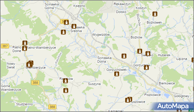 mapa Ścinawka Dolna, Ścinawka Dolna na mapie Targeo