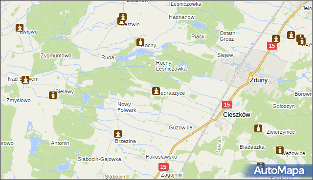 mapa Sędraszyce, Sędraszyce na mapie Targeo