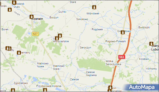 mapa Seroczyn gmina Czerwin, Seroczyn gmina Czerwin na mapie Targeo