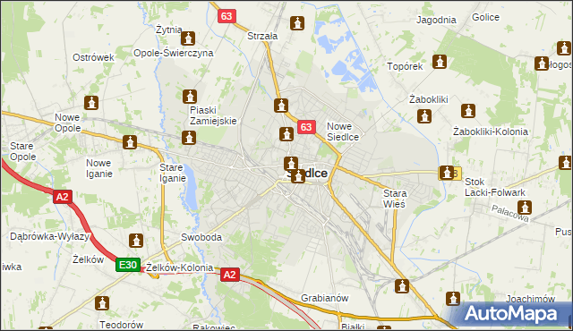 mapa Siedlce, Siedlce na mapie Targeo