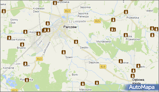 mapa Siedliki, Siedliki na mapie Targeo
