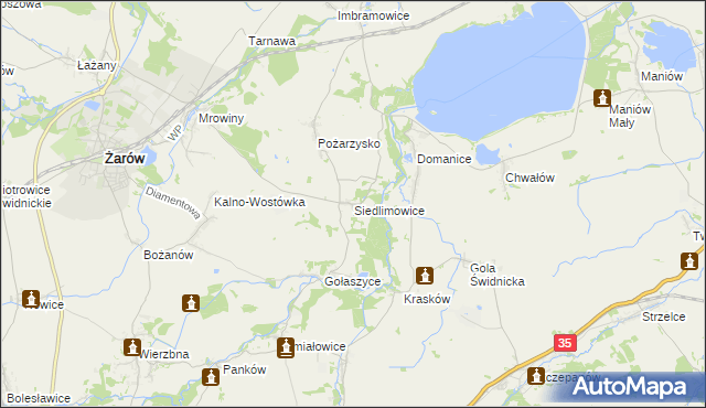 mapa Siedlimowice, Siedlimowice na mapie Targeo