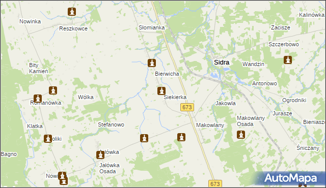 mapa Siekierka gmina Sidra, Siekierka gmina Sidra na mapie Targeo