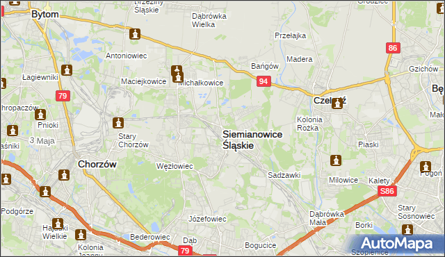 mapa Siemianowice Śląskie, Siemianowice Śląskie na mapie Targeo