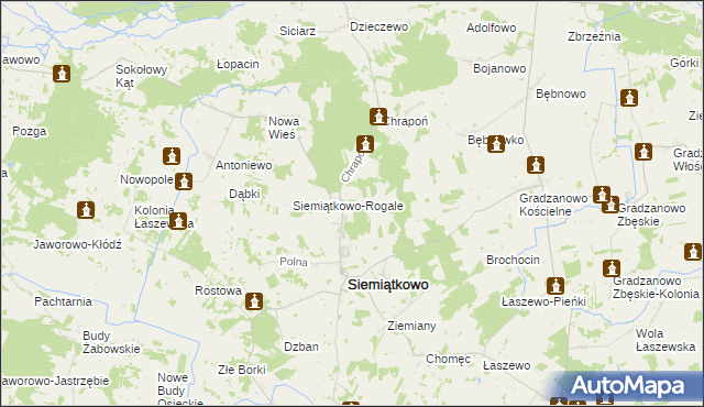 mapa Siemiątkowo-Kosmy, Siemiątkowo-Kosmy na mapie Targeo