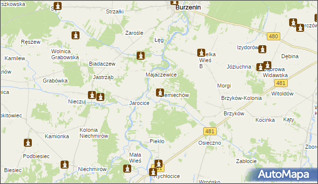 mapa Siemiechów gmina Widawa, Siemiechów gmina Widawa na mapie Targeo