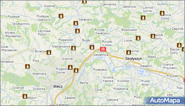 mapa Siepietnica, Siepietnica na mapie Targeo