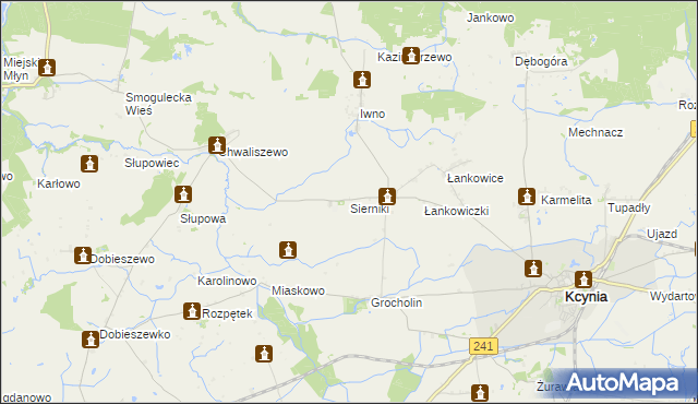 mapa Sierniki gmina Kcynia, Sierniki gmina Kcynia na mapie Targeo