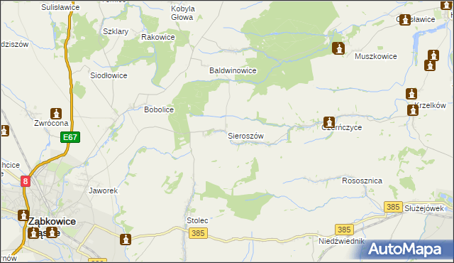 mapa Sieroszów, Sieroszów na mapie Targeo