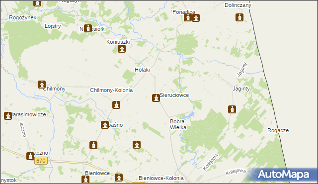 mapa Sieruciowce, Sieruciowce na mapie Targeo